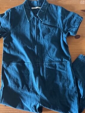 Shades of Grey by Micah Cohen, Women's Jumpsuit, Blue, Cropped, Utility, Medium